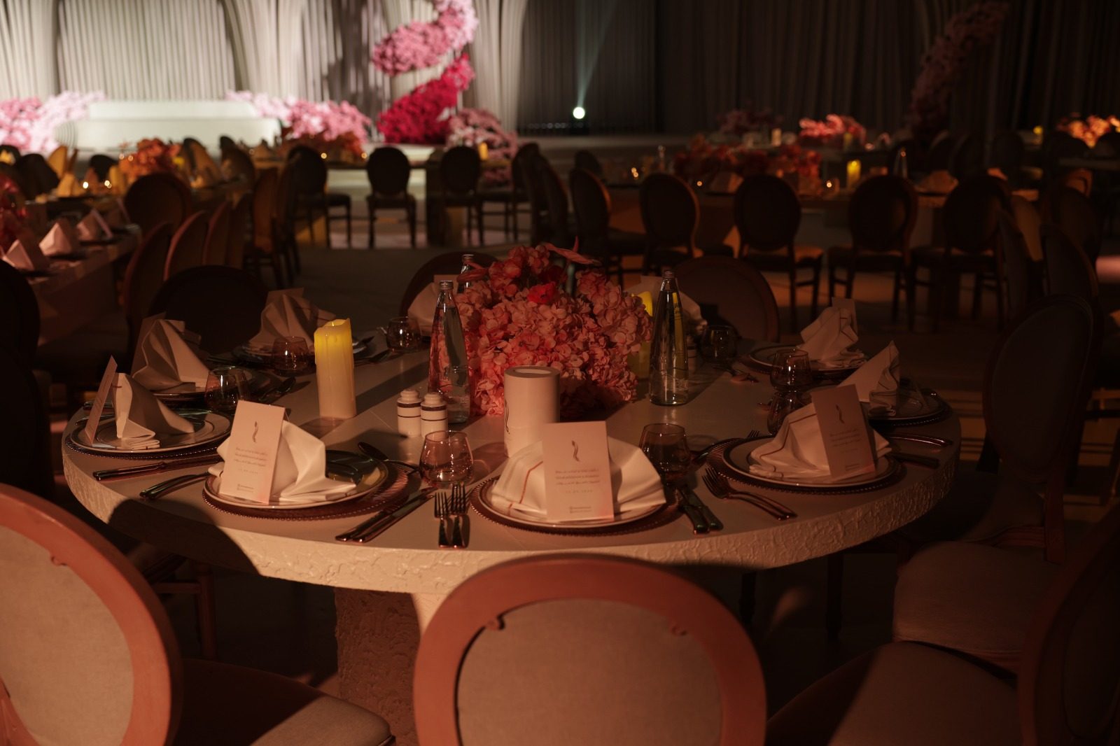 Warm evening table setting