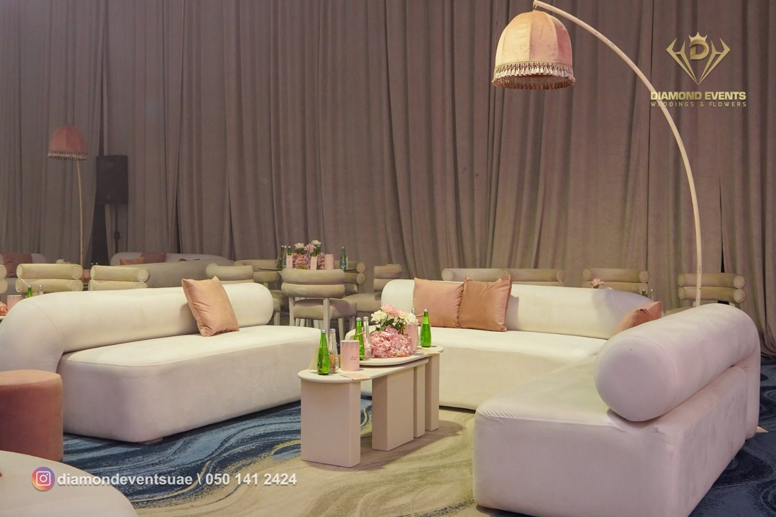Curved sofa and side table styling