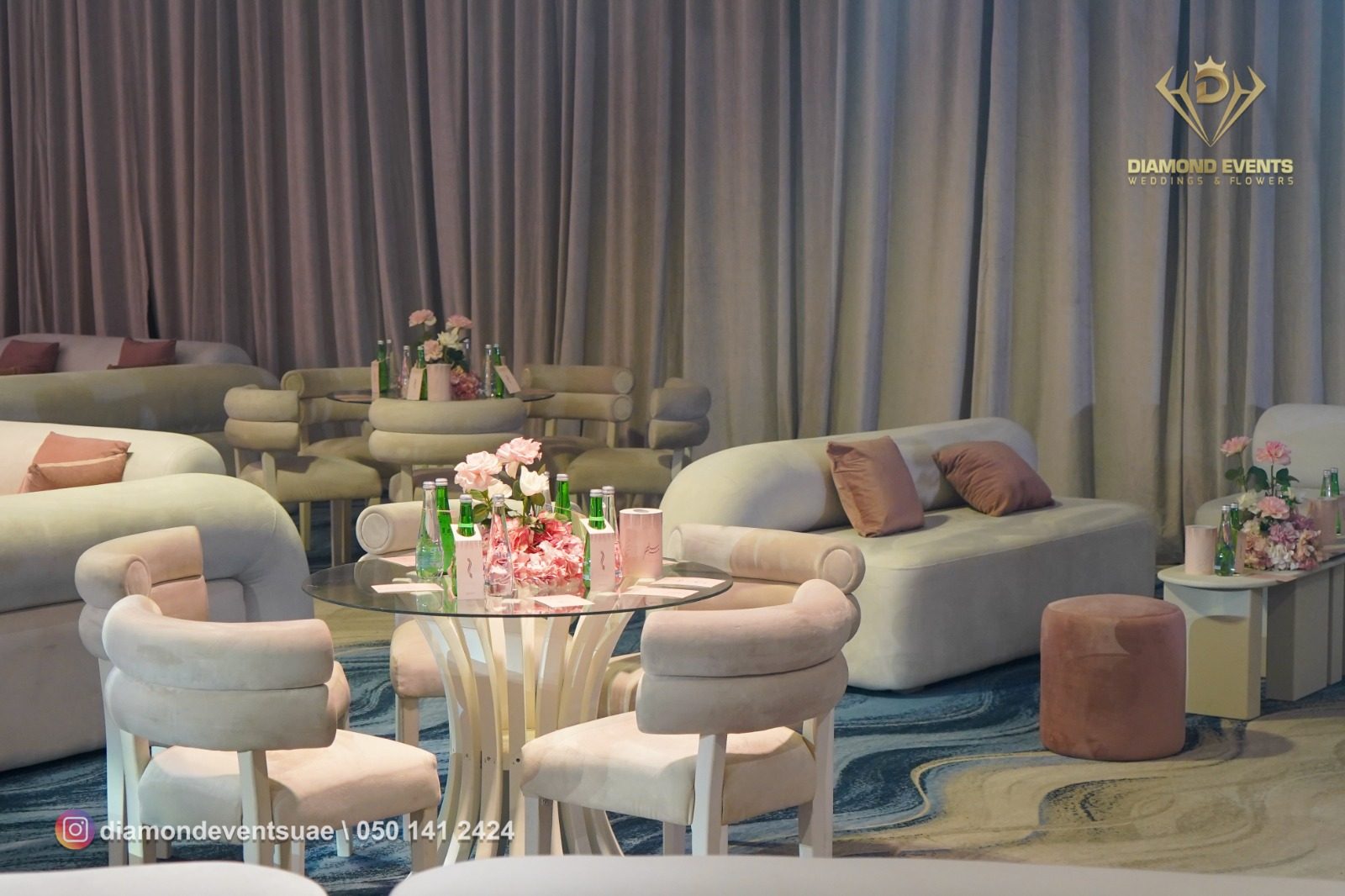 Armchairs and floral table styling